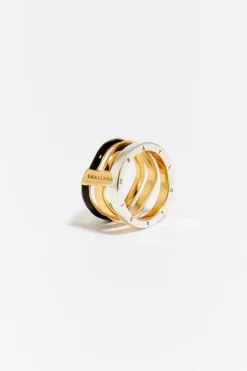 Cheap BIMBA Y LOLA Anillo Bandas Logo Negro