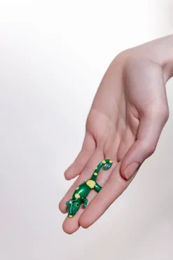 Cheap BIMBA Y LOLA Anillo Camaleon Esmalte Verde