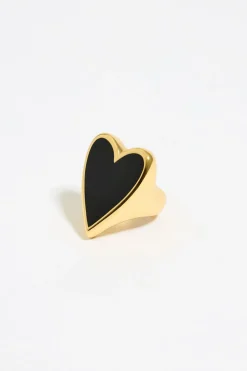 Cheap BIMBA Y LOLA Anillo Corazon Negro