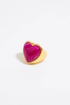 Fashion BIMBA Y LOLA Anillo Corazon Piedra Fucsia