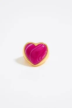 Fashion BIMBA Y LOLA Anillo Corazon Piedra Fucsia