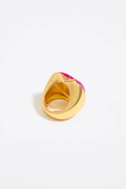 Fashion BIMBA Y LOLA Anillo Corazon Piedra Fucsia