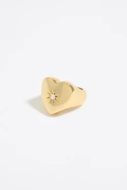 Best Sale BIMBA Y LOLA Anillo Corazon Y Cristal Dorado