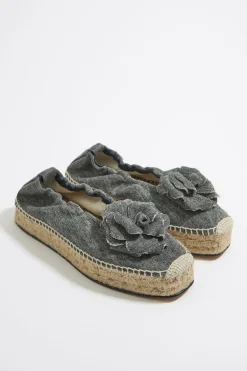 Outlet BIMBA Y LOLA Bailarina Plataforma Yute Denim Negro