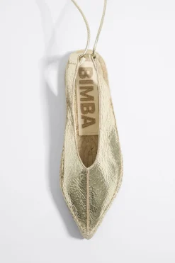 Shop BIMBA Y LOLA Bailarina Yute Acordonada Piel Oro