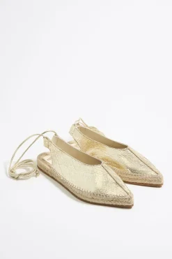 Shop BIMBA Y LOLA Bailarina Yute Acordonada Piel Oro