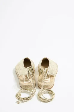 Shop BIMBA Y LOLA Bailarina Yute Acordonada Piel Oro