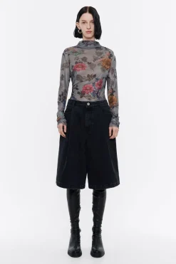 Best Sale BIMBA Y LOLA Bermuda Denim Pinzas Negro Lavado