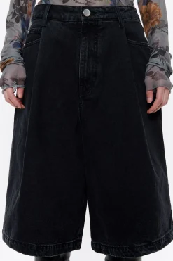 Best Sale BIMBA Y LOLA Bermuda Denim Pinzas Negro Lavado