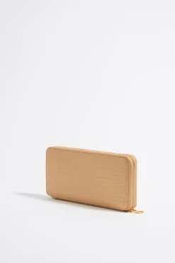 Cheap BIMBA Y LOLA Billetera Horizontal Cremallera Grabado Cocodrilo Arena