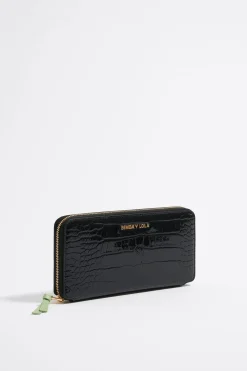Clearance BIMBA Y LOLA Billetera Horizontal Grabado Cocodrilo Negra