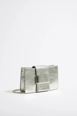 Hot BIMBA Y LOLA Bolso Bandolera Mini Piel Plata