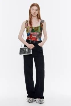 Hot BIMBA Y LOLA Bolso Bandolera Mini Piel Plata