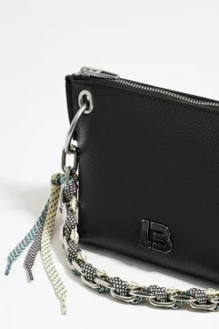 New BIMBA Y LOLA Bolso Bandolera Trapecio Pequeno Piel Negro