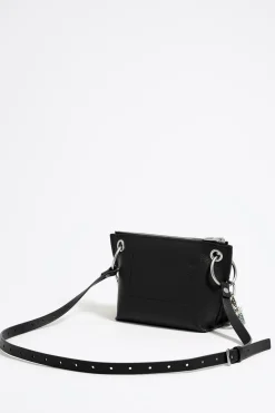 New BIMBA Y LOLA Bolso Bandolera Trapecio Pequeno Piel Negro