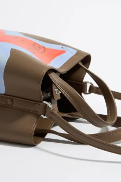 Shop BIMBA Y LOLA Bolso Chihuahua X Ana Leovy Pequeno Piel Topo Oscuro