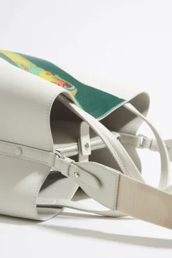 Online BIMBA Y LOLA Bolso Chihuahua X Ana Leovy Grande Piel Blanco Roto