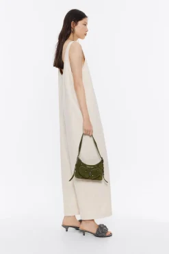 Clearance BIMBA Y LOLA Bolso Hobo Pocket Mini Piel Swarovski Oliva