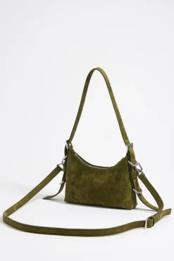 Clearance BIMBA Y LOLA Bolso Hobo Pocket Mini Piel Swarovski Oliva