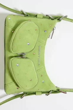 Outlet BIMBA Y LOLA Bolso Hobo Pocket Mini Piel Swarovski Pistacho