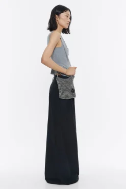 Sale BIMBA Y LOLA Bolso Plano Mini Crochet Cadena Plata