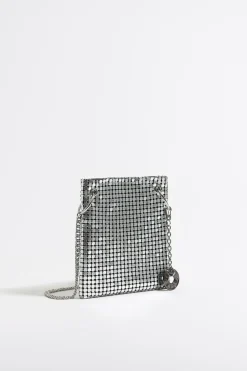 Outlet BIMBA Y LOLA Bolso Plano Mini Malla Metalica Plata
