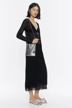 Outlet BIMBA Y LOLA Bolso Plano Mini Malla Metalica Plata