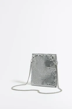 Outlet BIMBA Y LOLA Bolso Plano Mini Malla Metalica Plata
