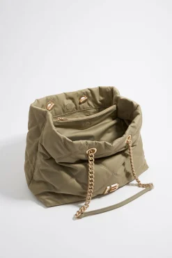 Discount BIMBA Y LOLA Bolso Shopper Grande Nylon Acolchado Caqui Claro