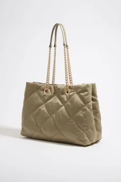 Discount BIMBA Y LOLA Bolso Shopper Grande Nylon Acolchado Caqui Claro