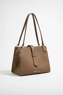New BIMBA Y LOLA Bolso Shopper Grande Piel Topo Oscuro