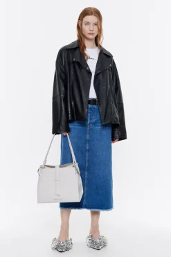 Best Sale BIMBA Y LOLA Bolso Shopper Grande Piel Blanco Roto