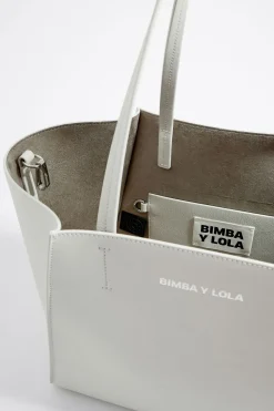 Outlet BIMBA Y LOLA Bolso Shopper Grande Piel Blanco Roto