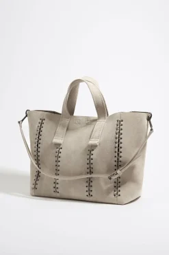 New BIMBA Y LOLA Bolso Shopper Grande Serraje Piedra