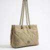 Cheap BIMBA Y LOLA Bolso Shopper Mediano Nylon Acolchado Caqui Claro