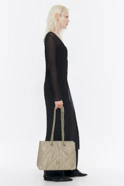 Cheap BIMBA Y LOLA Bolso Shopper Mediano Nylon Acolchado Caqui Claro