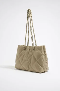 Cheap BIMBA Y LOLA Bolso Shopper Mediano Nylon Acolchado Caqui Claro