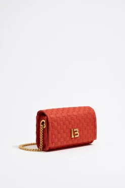 New BIMBA Y LOLA Bolso Solapa Mini Nylon Trenzado Coral