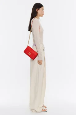 New BIMBA Y LOLA Bolso Solapa Mini Nylon Trenzado Coral