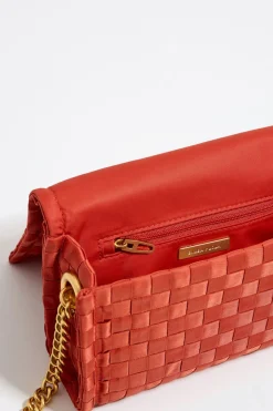 New BIMBA Y LOLA Bolso Solapa Mini Nylon Trenzado Coral