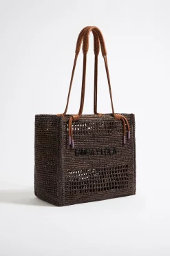 Fashion BIMBA Y LOLA Bolso Tote Grande Rafia Chocolate