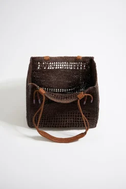Fashion BIMBA Y LOLA Bolso Tote Grande Rafia Chocolate