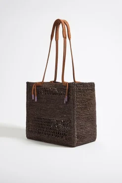 Fashion BIMBA Y LOLA Bolso Tote Grande Rafia Chocolate