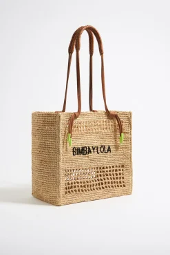 Cheap BIMBA Y LOLA Bolso Tote Grande Rafia Natural