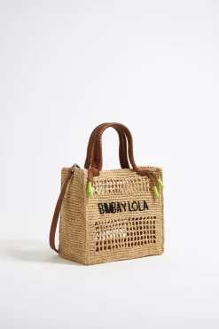 Clearance BIMBA Y LOLA Bolso Tote Pequeno Rafia Natural