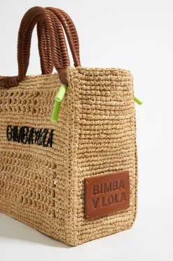 Clearance BIMBA Y LOLA Bolso Tote Pequeno Rafia Natural