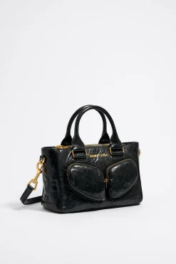 Shop BIMBA Y LOLA Bolso Tote Pocket Mediano Piel Negro
