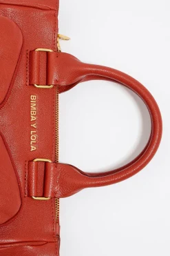 Discount BIMBA Y LOLA Bolso Tote Pocket Mediano Piel Naranja Quemado