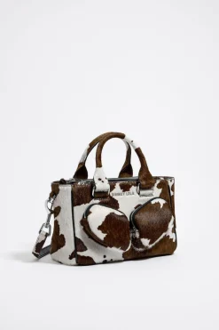 Shop BIMBA Y LOLA Bolso Tote Pocket Mediano Piel Print Vaca