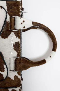 Shop BIMBA Y LOLA Bolso Tote Pocket Mediano Piel Print Vaca